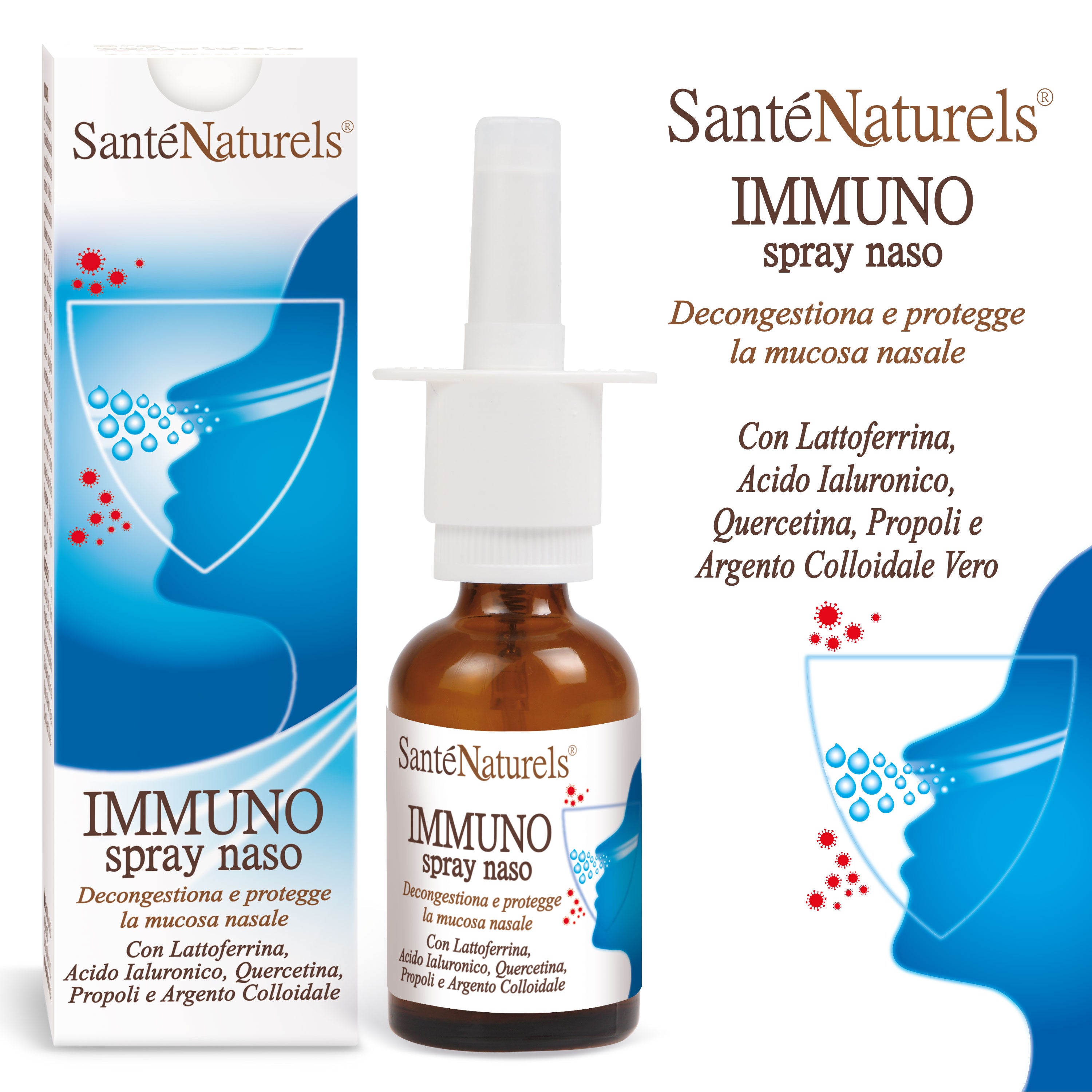 Immuno Spray Nose with Hyaluronic Acid, Lactoferrin, Quercetin, Propolis, Colloidal Silver, Aloe 30 ml