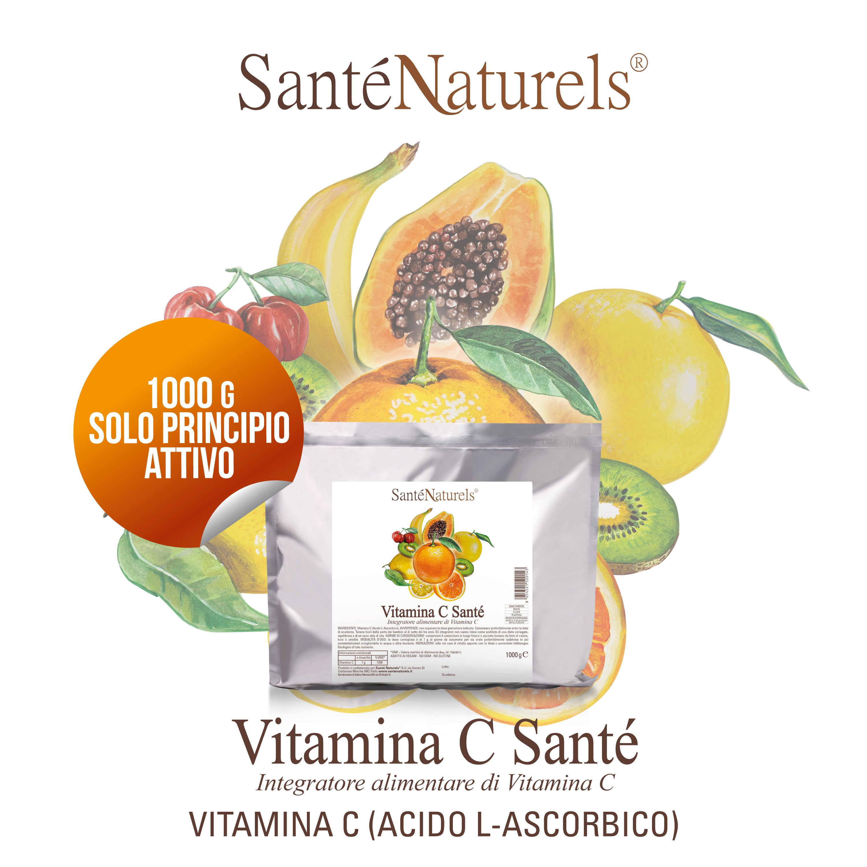 Vitamina C Acido Ascorbico Purissimo – Polvere Idrosolubile | 500 g o 1 kg