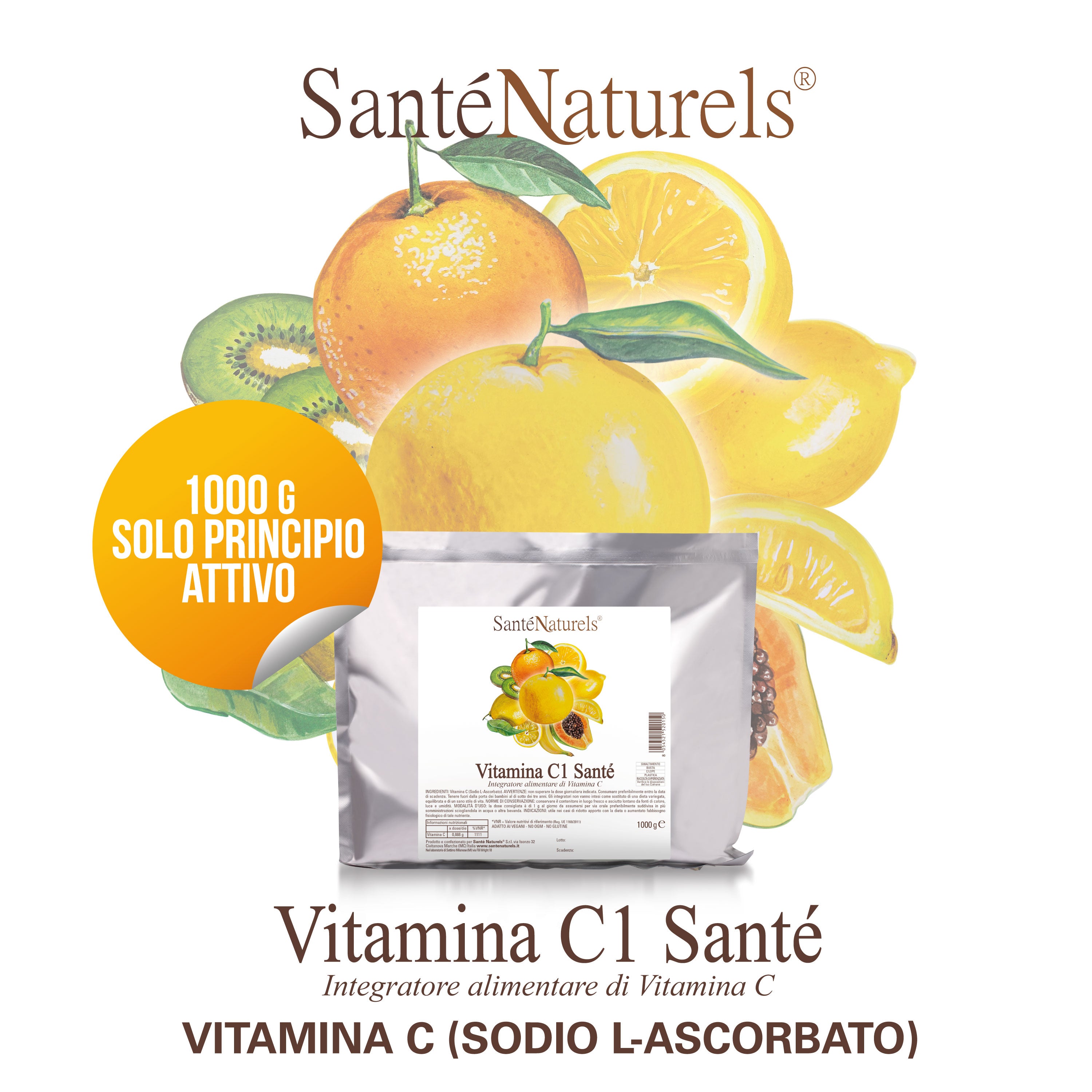 Vitamina C Ascorbato di Sodio Purissimo – Polvere Idrosolubile | 500 g o 1 kg