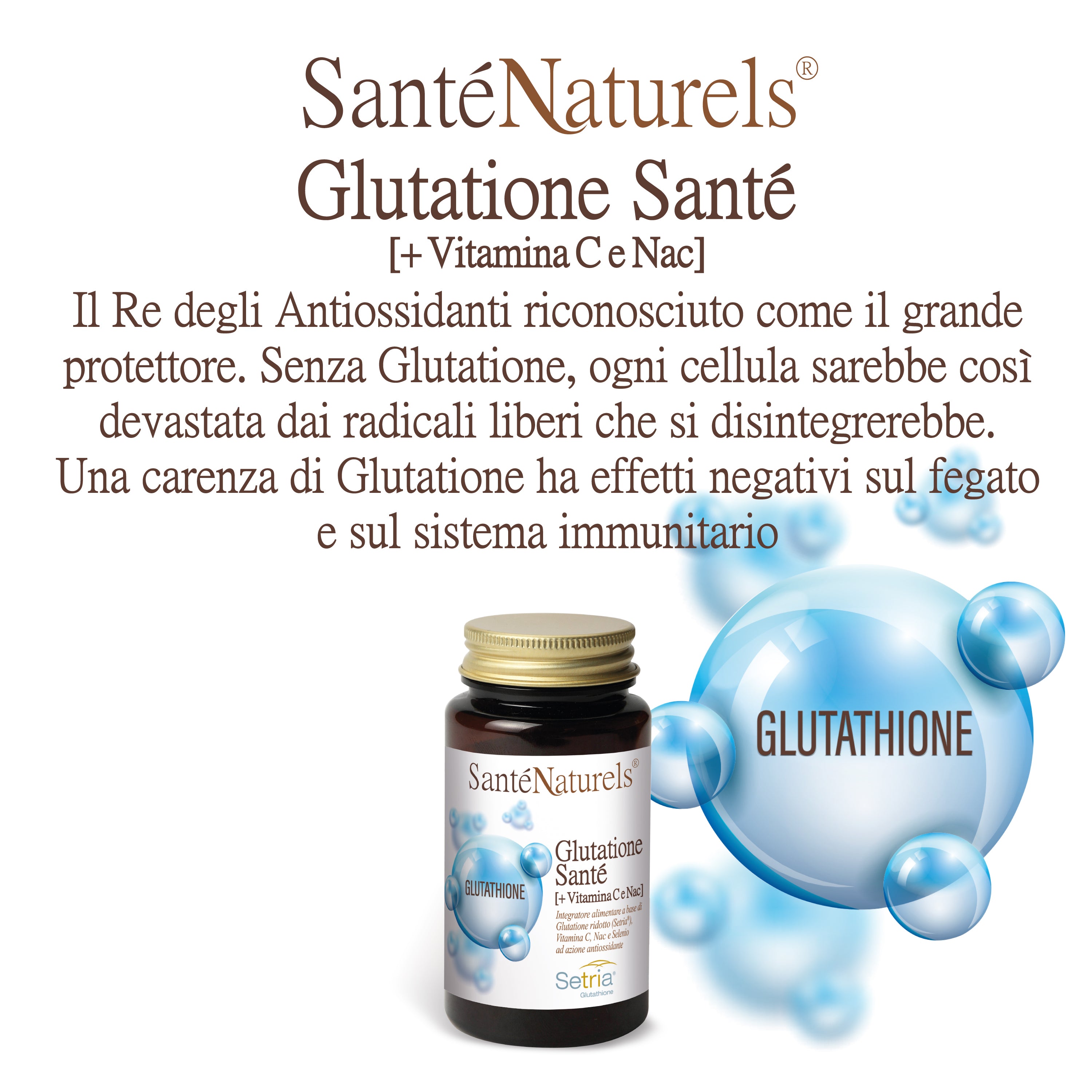 Glutatione Santé (Setria®) + Vitamina C e NAC – 60 Capsule da 450 mg