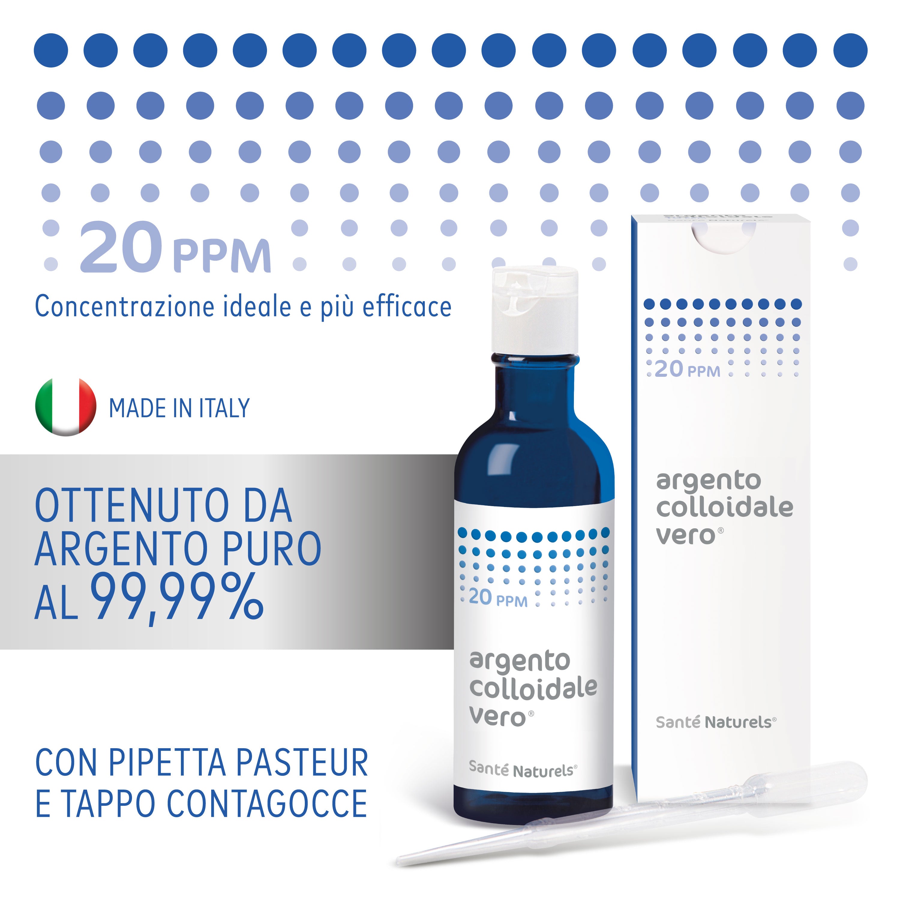 Argento Colloidale Particellare ad Alta Purezza – 10 e 20 ppm