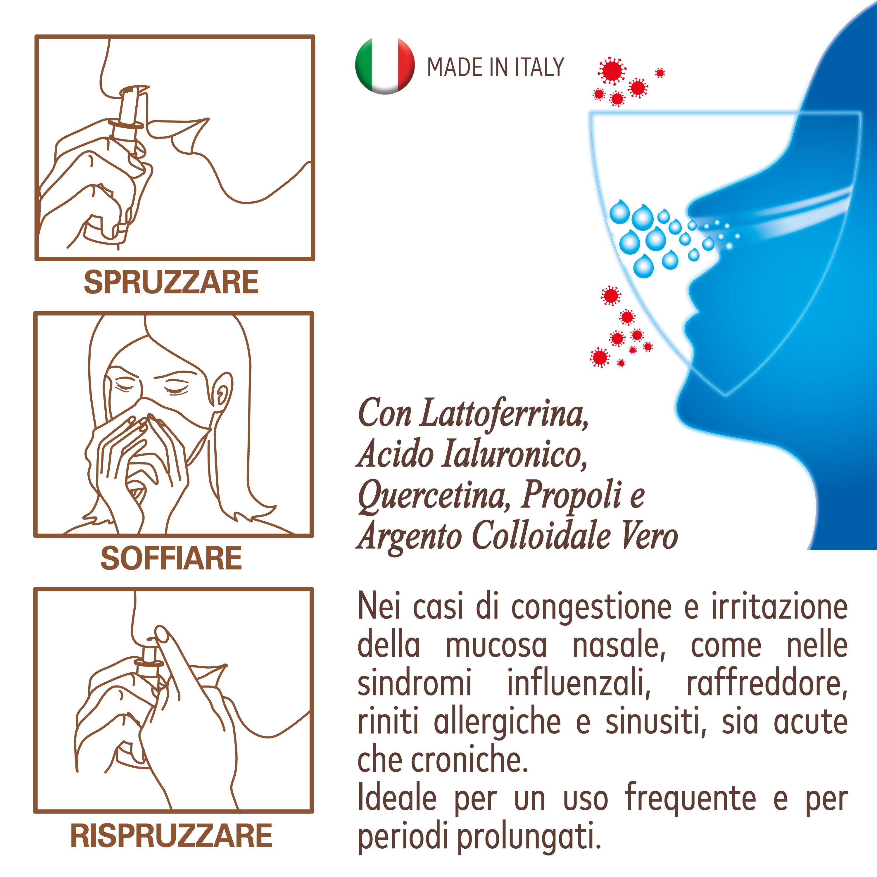 Immuno Spray Nose with Hyaluronic Acid, Lactoferrin, Quercetin, Propolis, Colloidal Silver, Aloe 30 ml