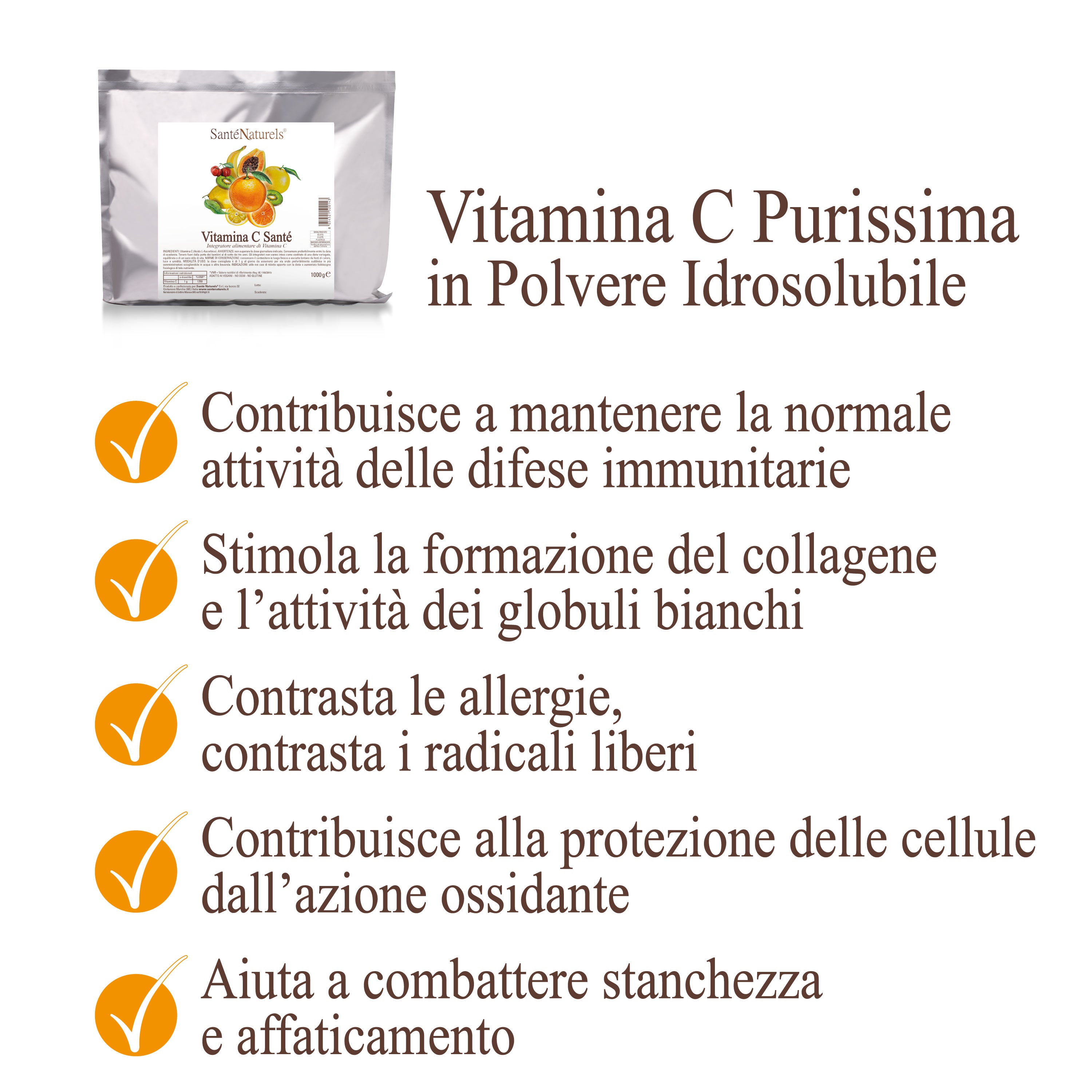 Vitamina C Acido Ascorbico Purissimo – Polvere Idrosolubile | 500 g o 1 kg