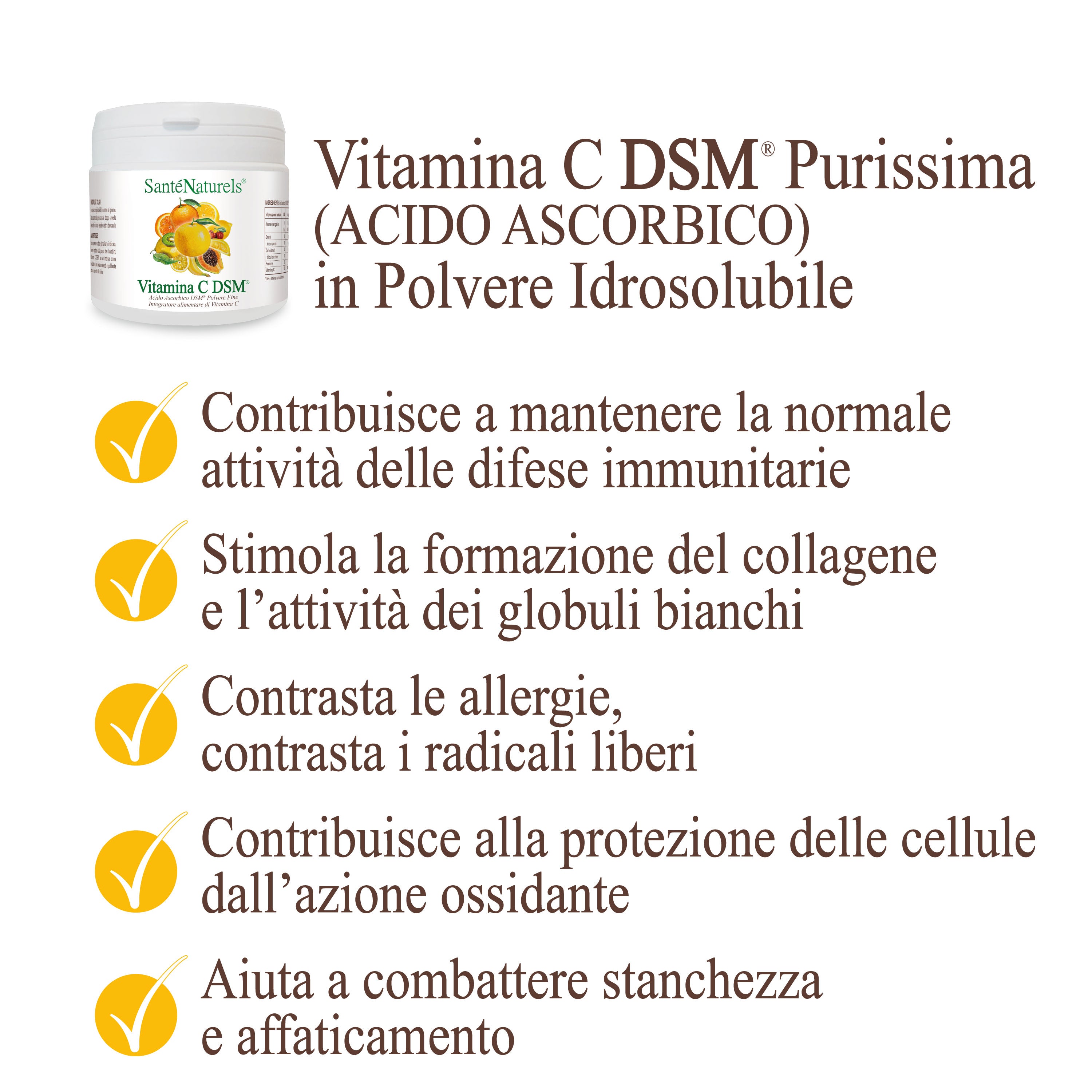 Vitamina C DSM® Polvere Produzione Europea – Acido Ascorbico (250 g / 500 g)