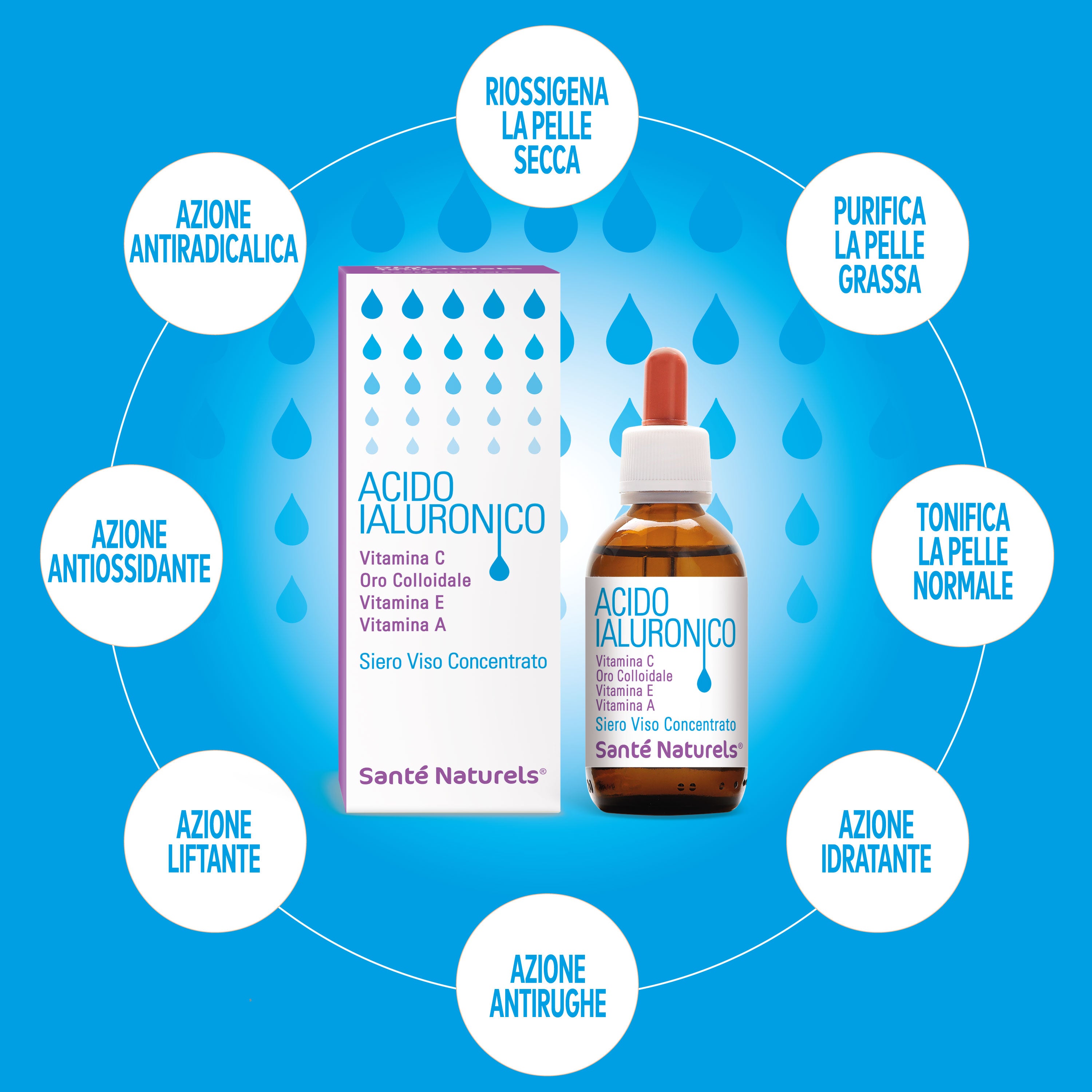 Ácido Hialurónico en Oro Coloidal con Vitamina C, E, A 30 ml