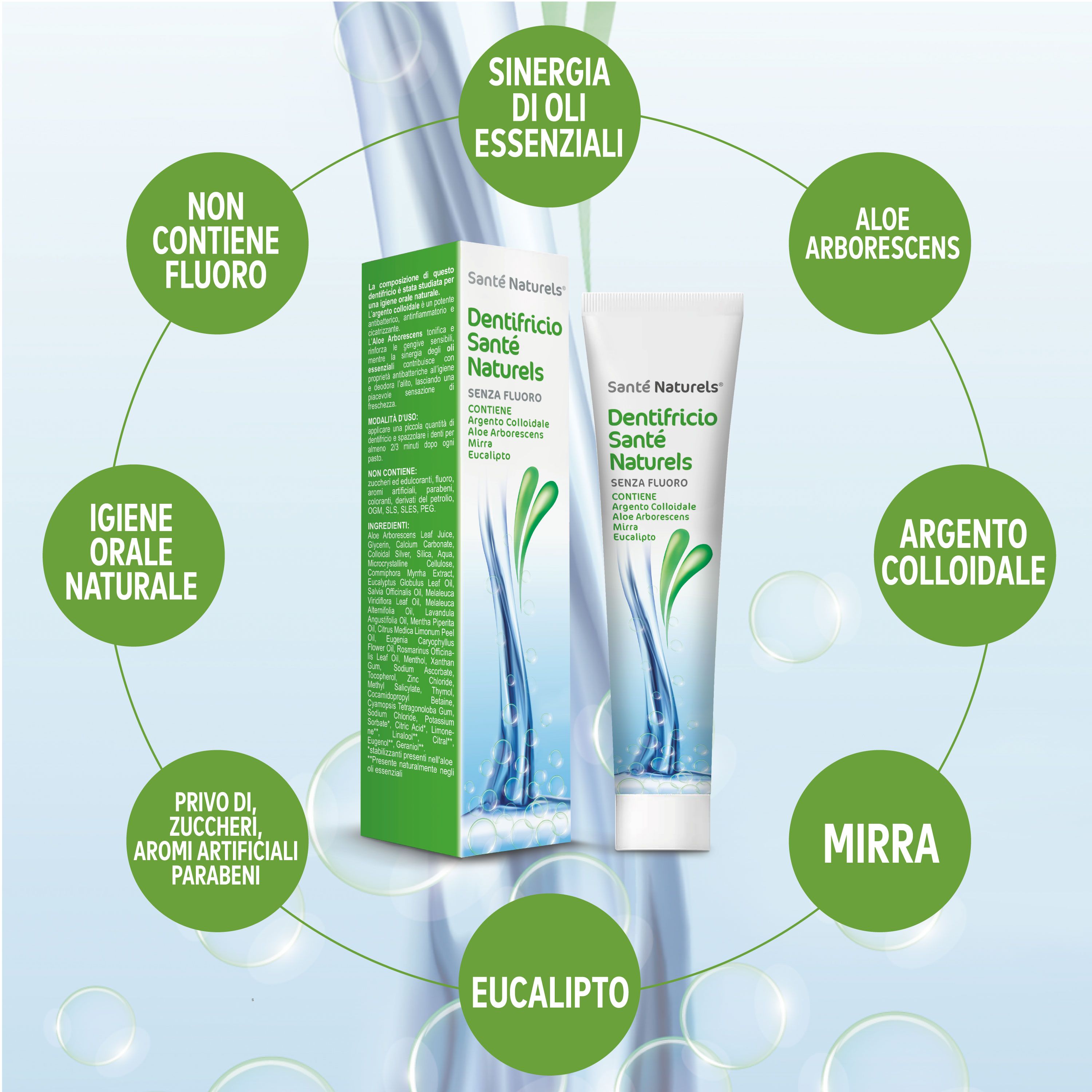 Vero® Pasta de dientes de plata coloidal Aloe arborescens, mirra, eucalipto sin flúor.