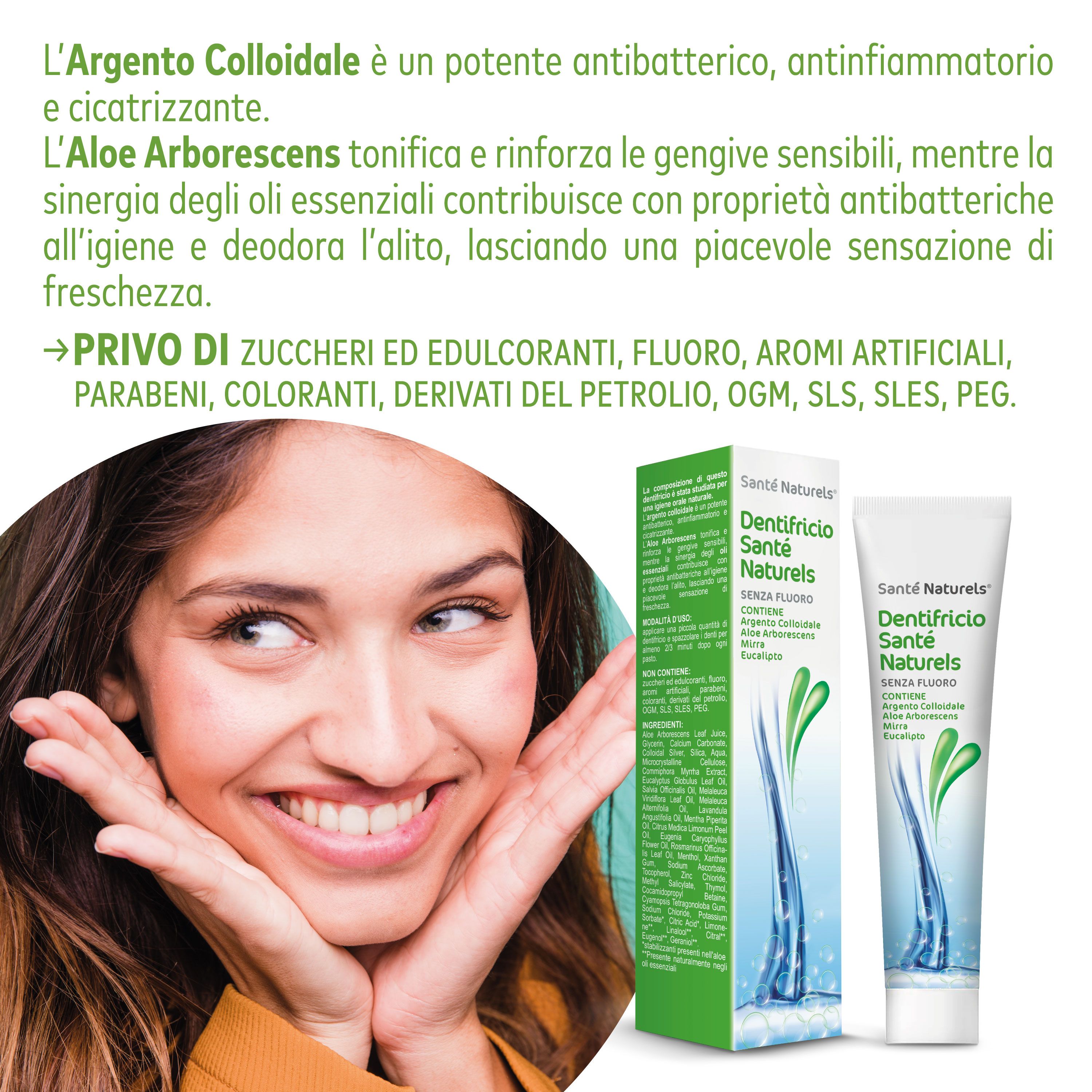 Vero® Pasta de dientes de plata coloidal Aloe arborescens, mirra, eucalipto sin flúor.