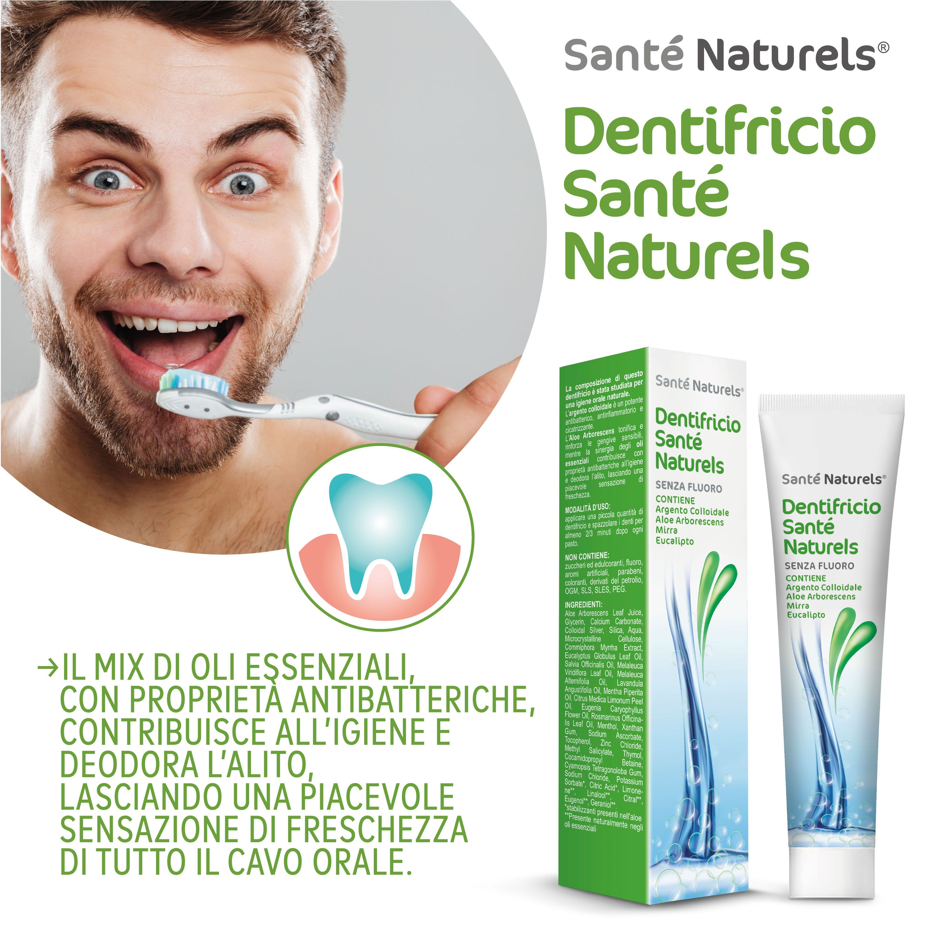 Vero® Pasta de dientes de plata coloidal Aloe arborescens, mirra, eucalipto sin flúor.