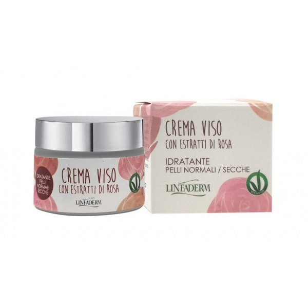 Crema Viso con Estratti di Rosa Idratante Pelli Normali e Secche 50ml. Prodotto Artigianale