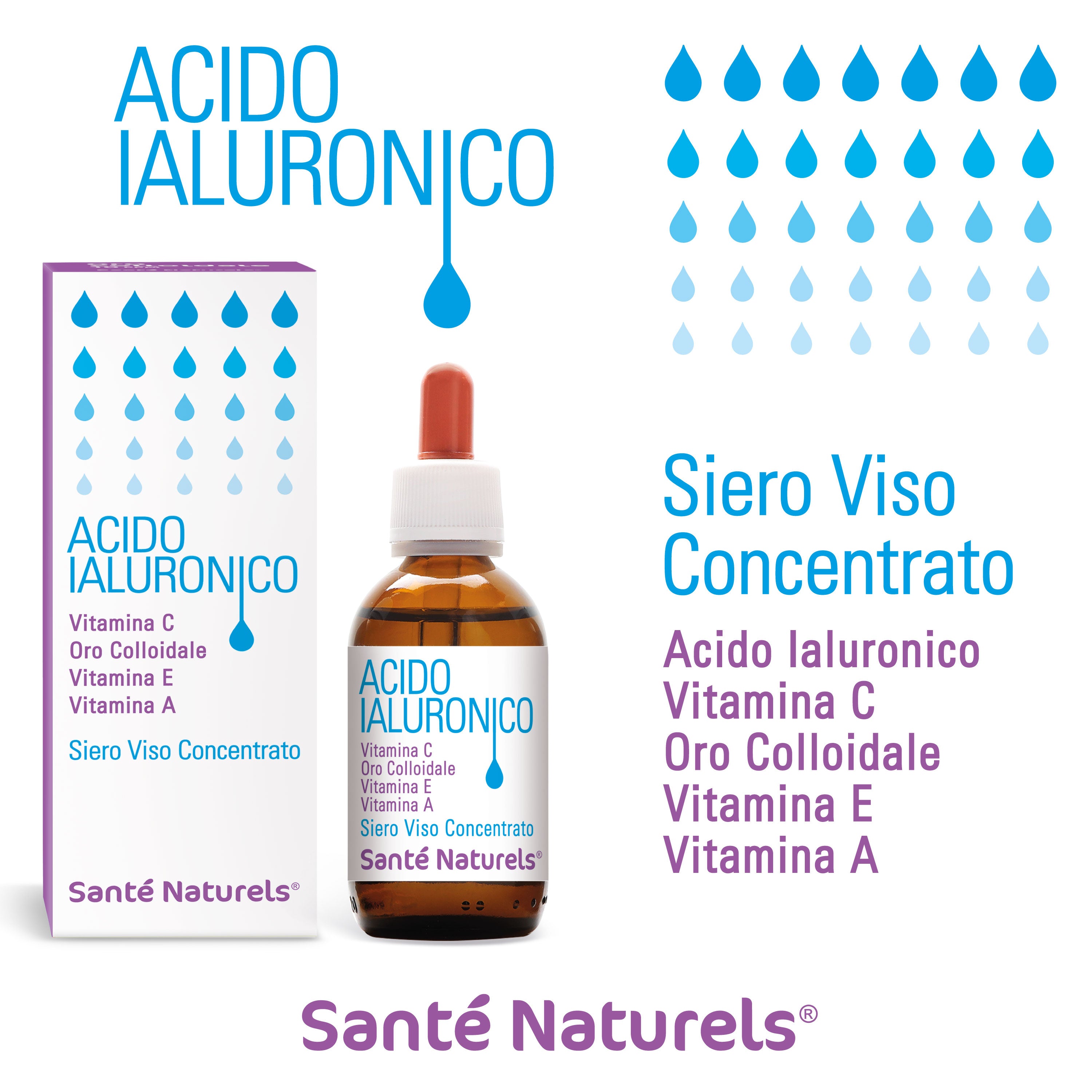 Ácido Hialurónico en Oro Coloidal con Vitamina C, E, A 30 ml 