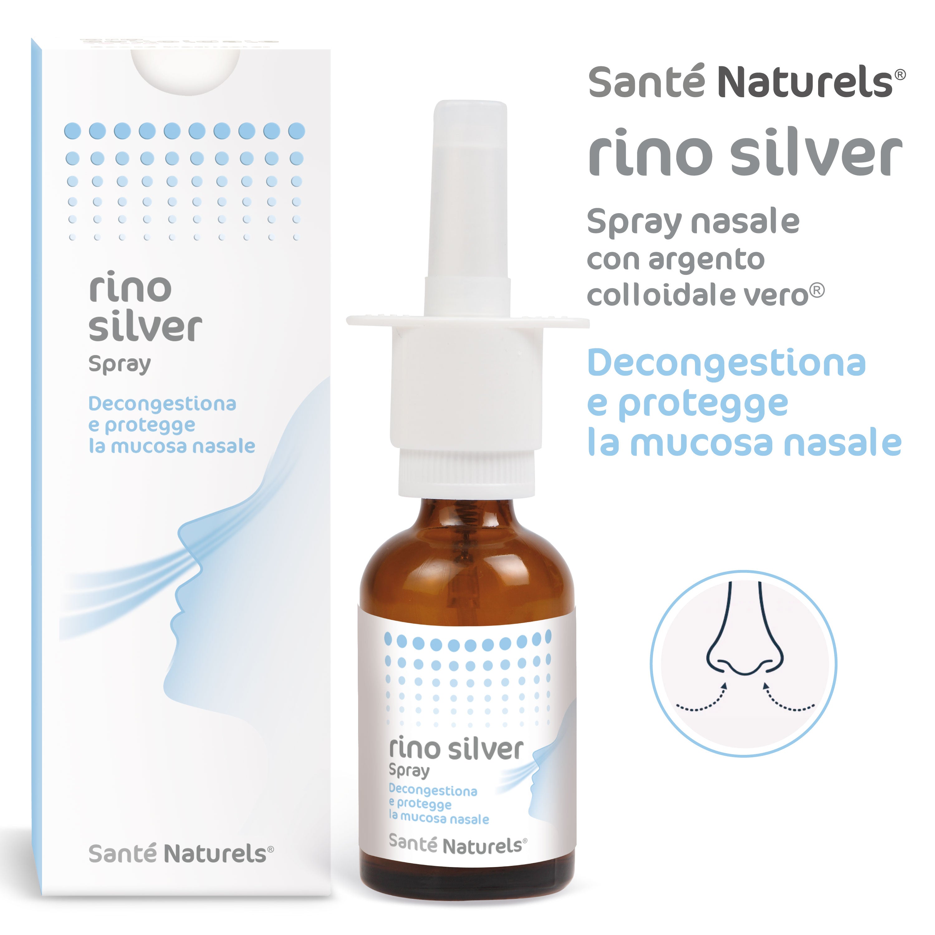 Rino Silver - Spray Naso Decongestionante Con Argento Colloidale Vero® 30 ml