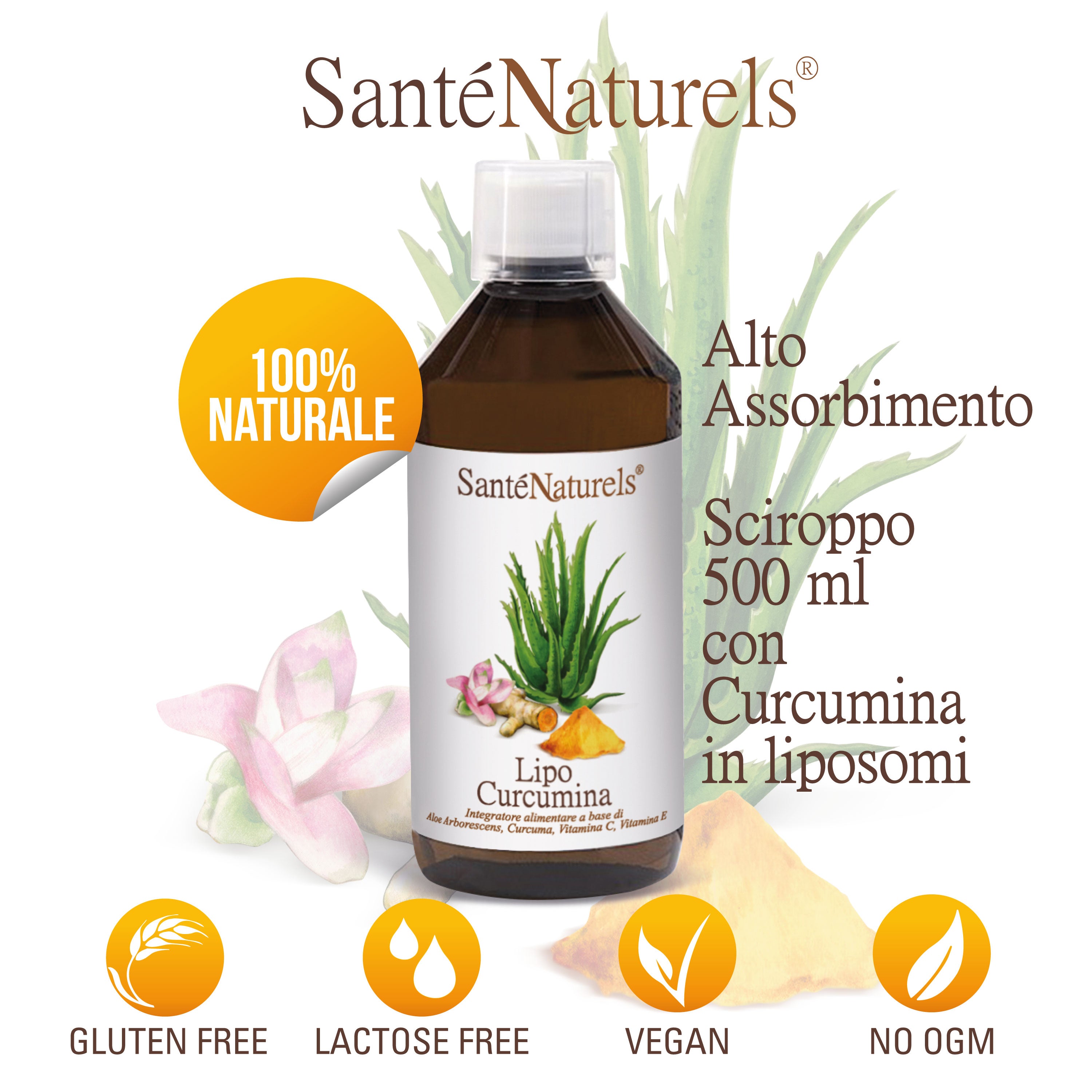 Curcumina liposomal. Lipocurcumina. Alta Absorción. En Liposomas Jarabe 500 ml