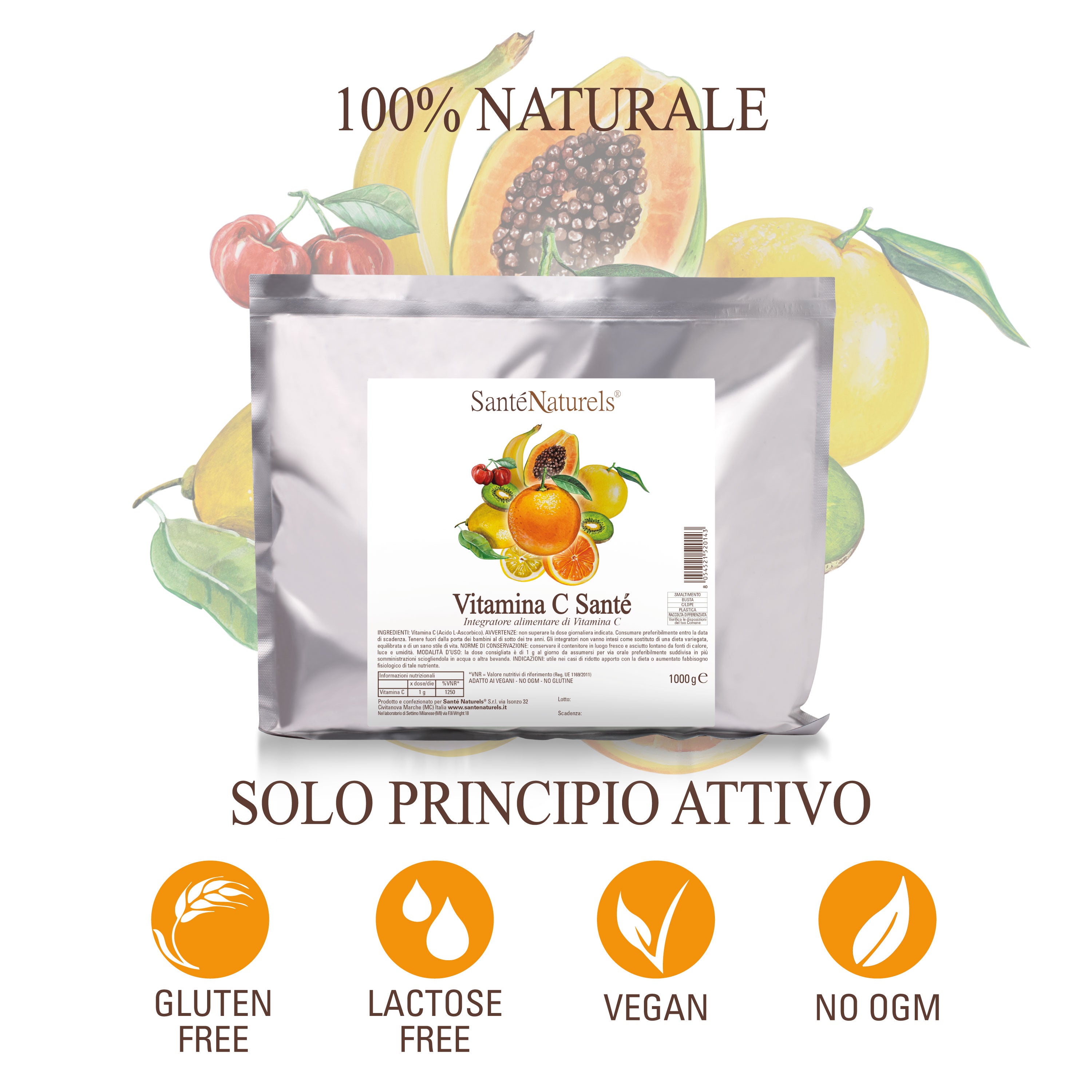 Vitamina C Acido Ascorbico Purissimo – Polvere Idrosolubile | 500 g o 1 kg