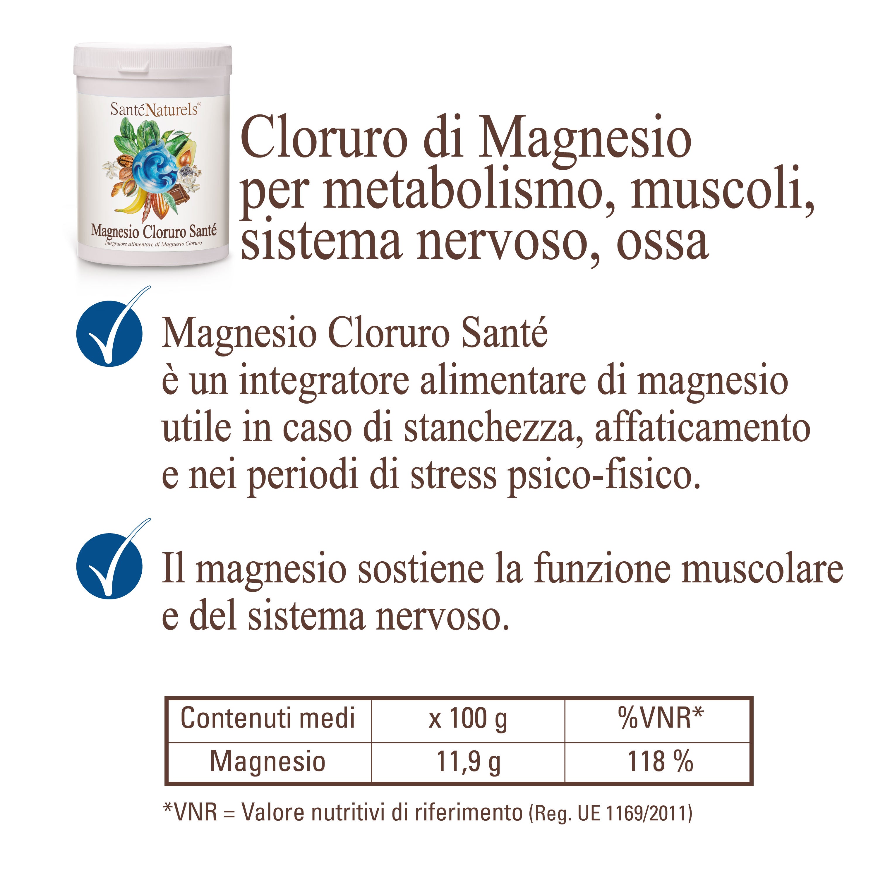 Cloruro de magnesio para metabolismo, músculos, sistema nervioso, huesos 1 kg