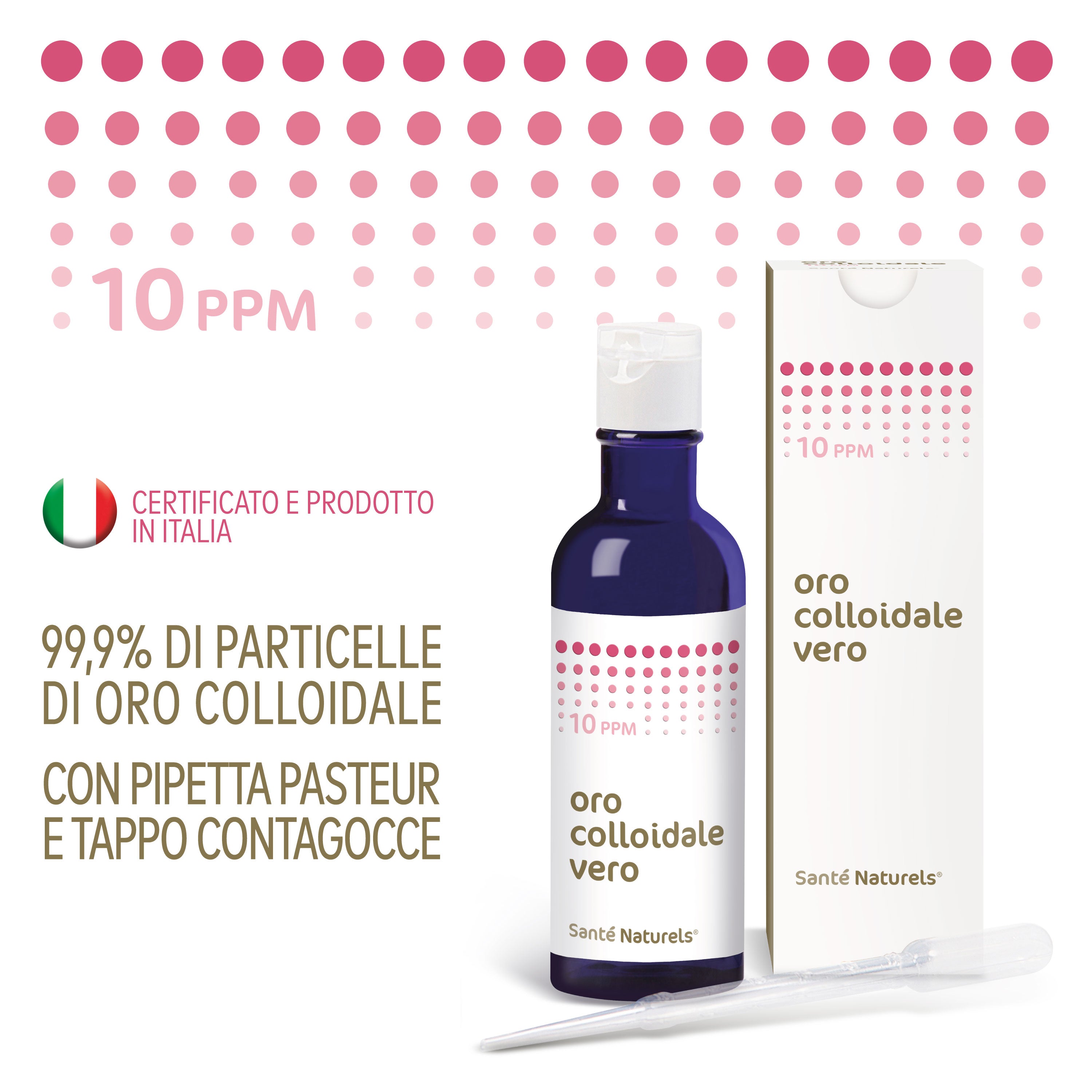 Verdadero oro coloidal 10 y 20 ppm. Diferentes formatos