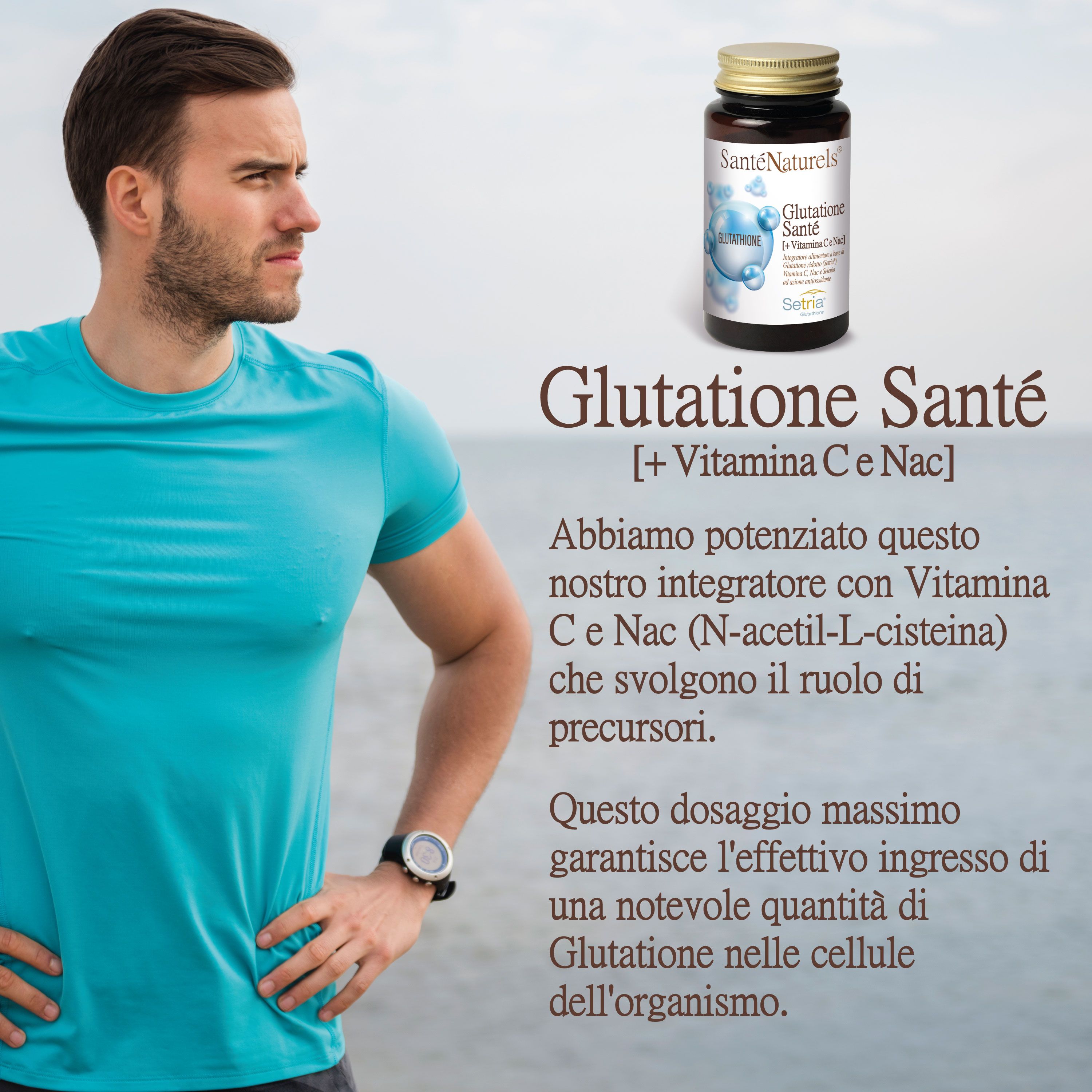 Glutatione Santé (Setria®) + Vitamina C e NAC – 60 Capsule da 450 mg