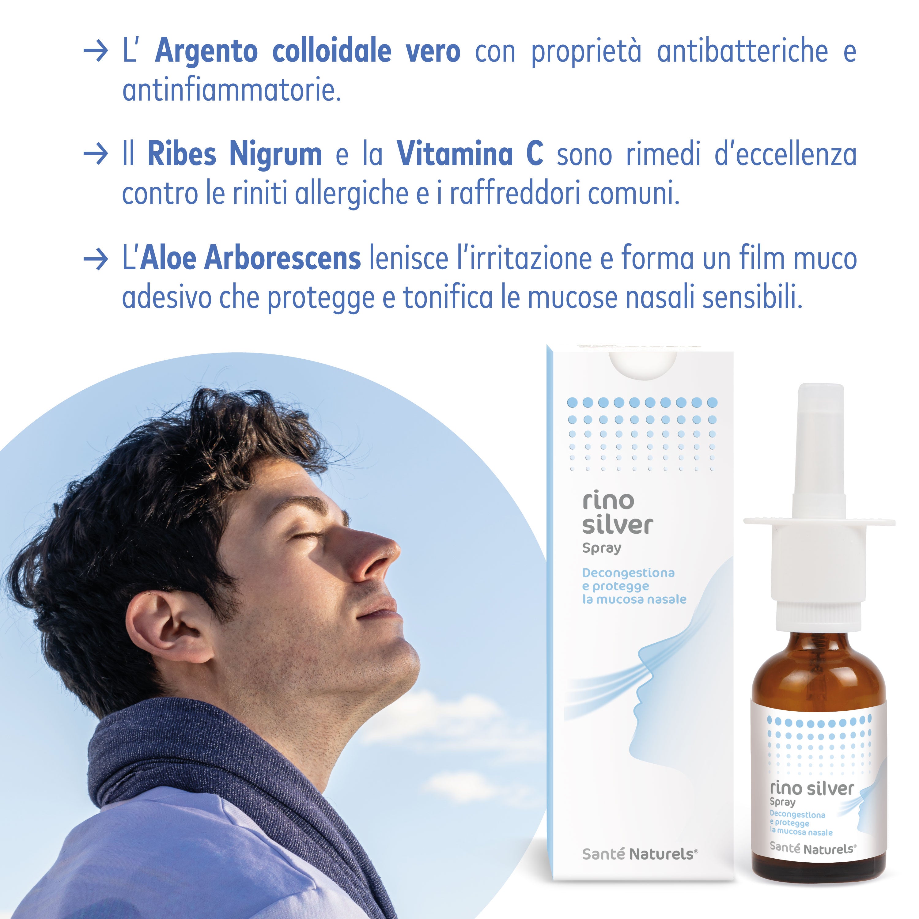 Rino Silver - Spray Naso Decongestionante Con Argento Colloidale Vero® 30 ml