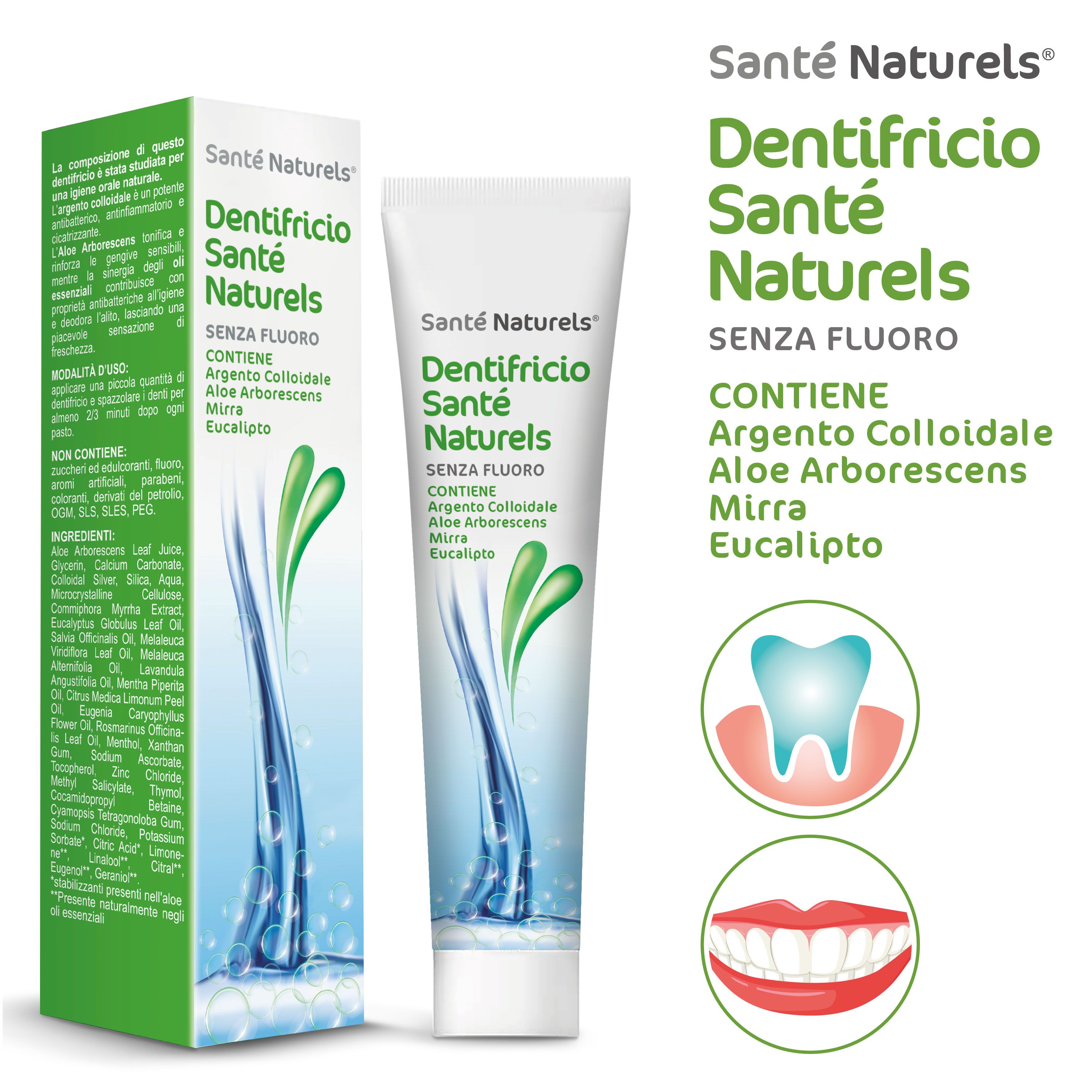 Vero® Pasta de dientes de plata coloidal Aloe arborescens, mirra, eucalipto sin flúor.