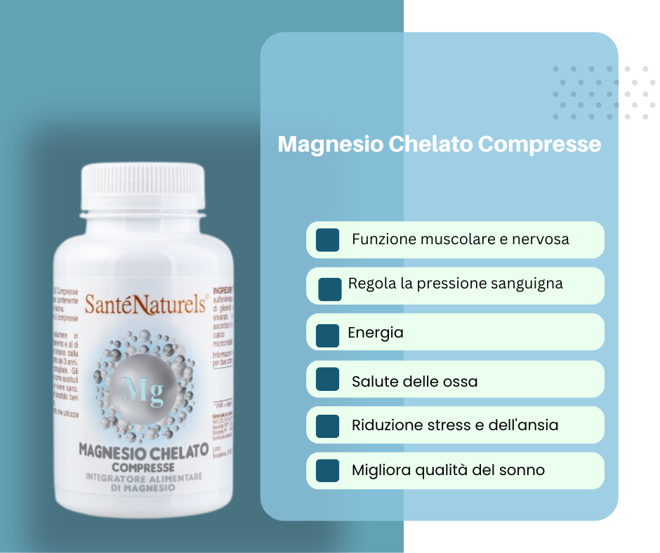 Magnesio Chelato Bisglicinato Compresse muscoli, sistema nervoso, ossa, sonno